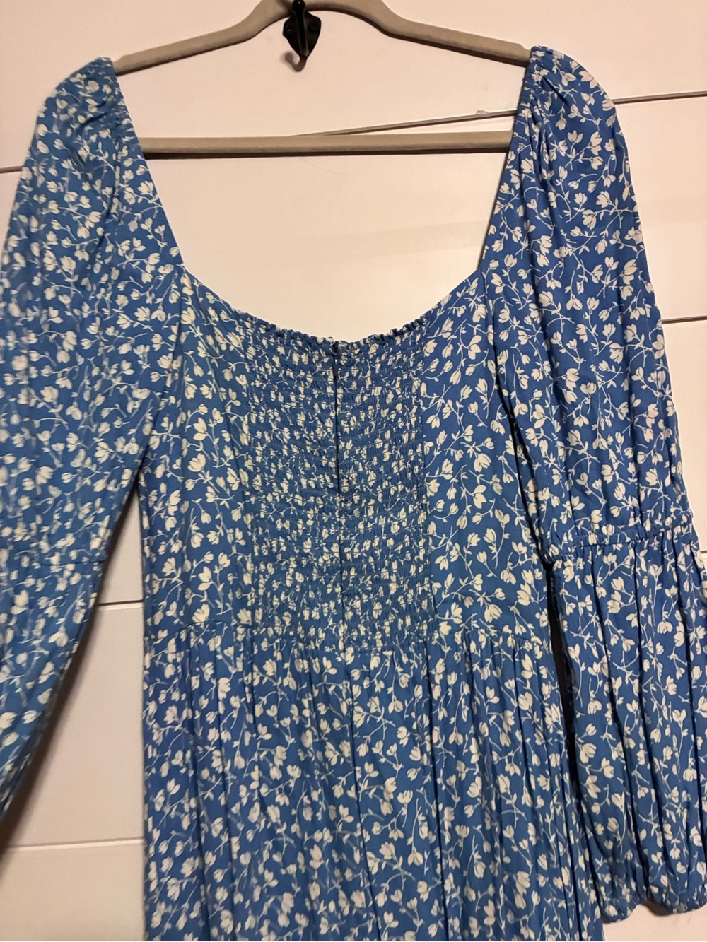 Reformation Mica ES Floral Marie Square Neck Midi Dress Blue Size 12 - Picture 13 of 14